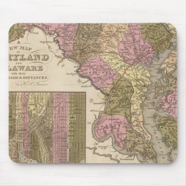 New Map Of Maryland and Delaware Mouse Pad (Front)