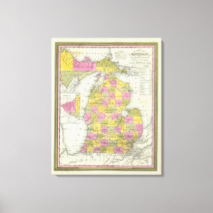 New Map Of Michigan 2 Canvas Print