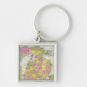 New Map Of Michigan 2 Keychain