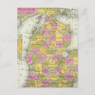New Map Of Michigan 2 Postcard