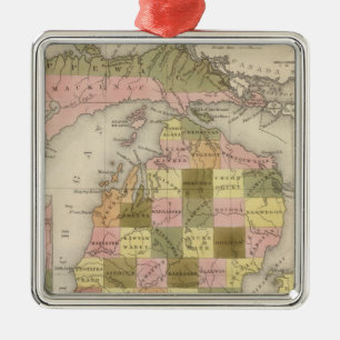 New Map Of Michigan Metal Ornament