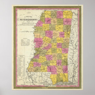 New Map Of Mississippi Poster