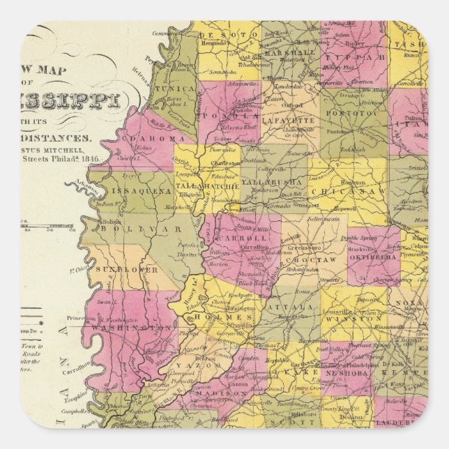 New Map Of Mississippi Square Sticker (Front)