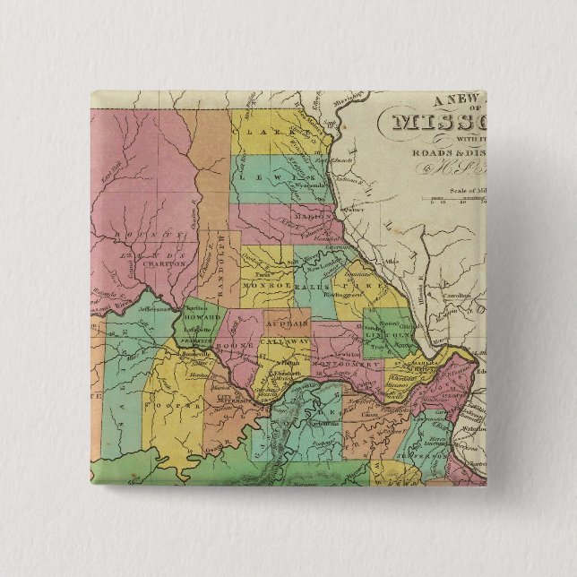 New Map Of Missouri 2 Inch Square Button (Front)