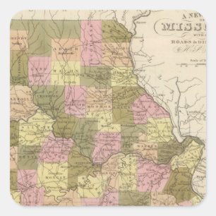 New Map Of Missouri 2 Square Sticker