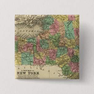 New Map Of New York 2 Inch Square Button