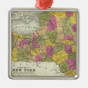 New Map Of New York 2 Metal Ornament