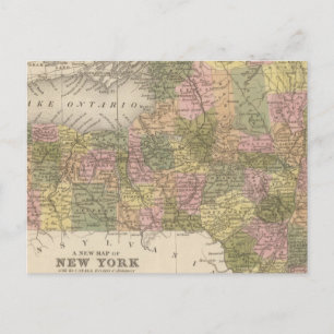 New Map Of New York Postcard