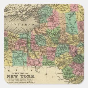 New Map Of New York Square Sticker