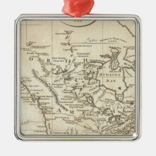 New Map of North America Metal Ornament