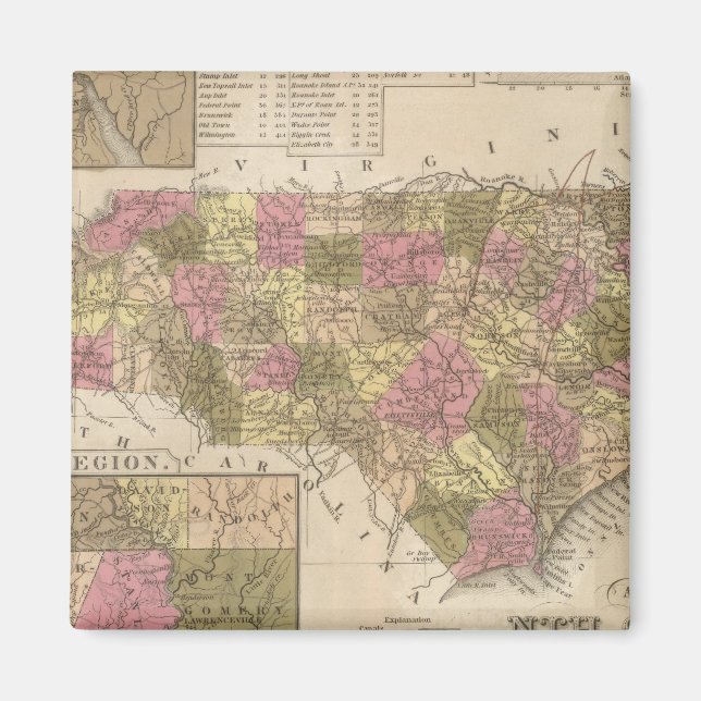 New Map Of North Carolina Magnet (Front)