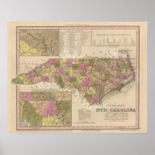 New Map Of North Carolina Poster