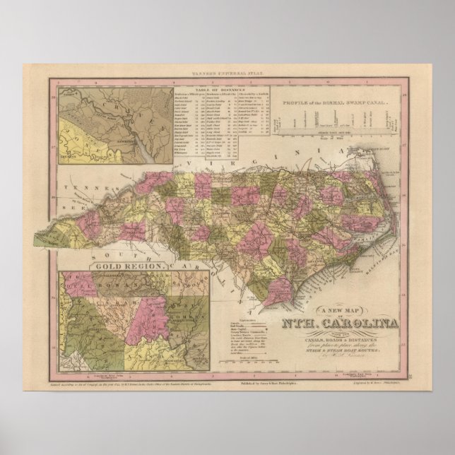 New Map Of North Carolina Poster (Front)