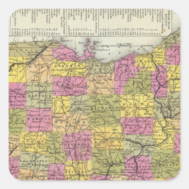New Map Of Ohio Square Sticker (Front)
