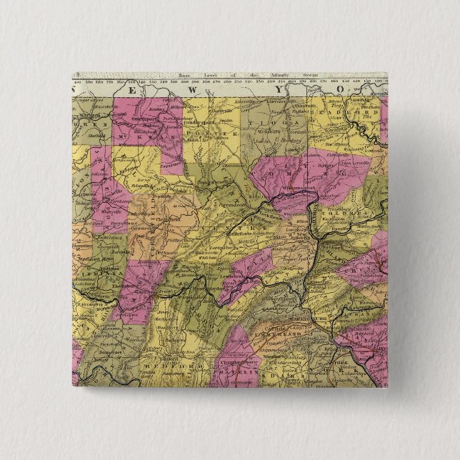 New Map Of Pennsylvania 2 Inch Square Button (Front)
