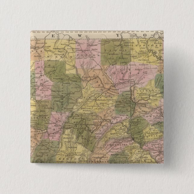 New Map Of Pennsylvania 2 Inch Square Button (Front)