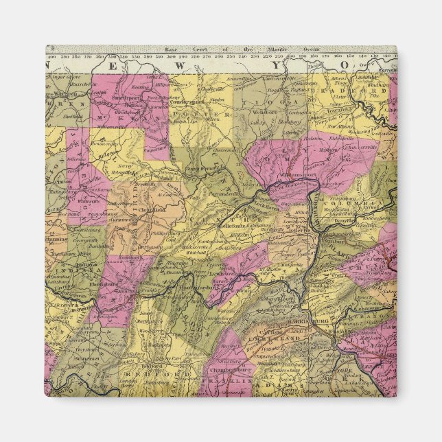 New Map Of Pennsylvania 2 Magnet (Front)