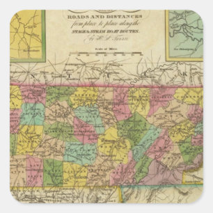 New Map Of Tennessee 2 Square Sticker