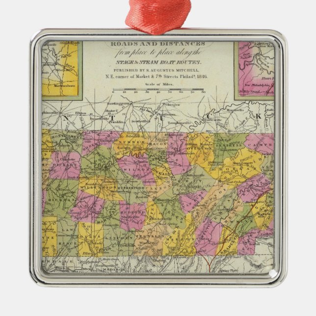 New Map Of Tennessee Metal Ornament (Front)