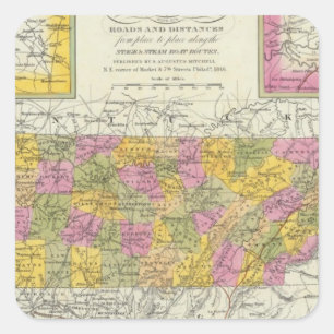 New Map Of Tennessee Square Sticker
