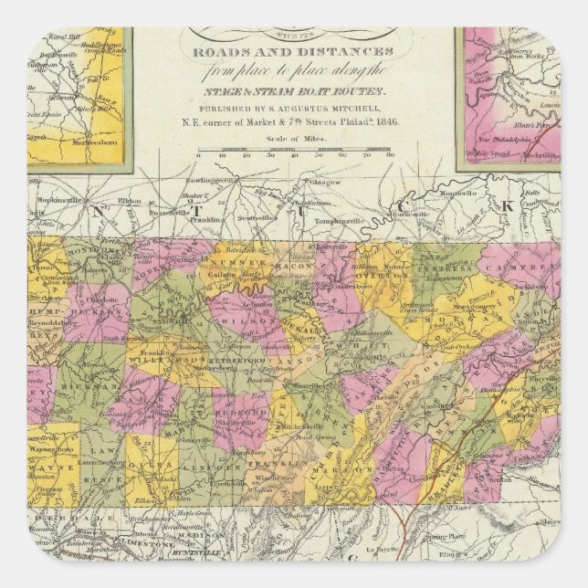 New Map Of Tennessee Square Sticker (Front)