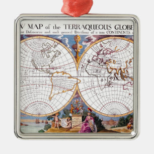 New Map Of The Terraqueous Globe Ceramic Ornament