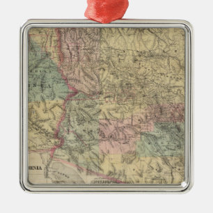 New Map of the Territory of Arizona Metal Ornament