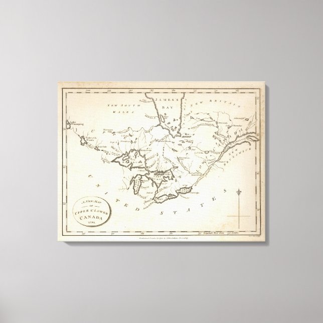 New Map of Upper & Lower Canada Canvas Print (Front)