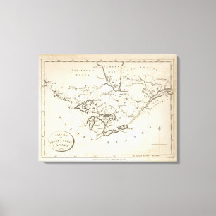 New Map of Upper & Lower Canada Canvas Print