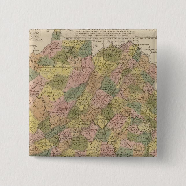 New Map Of Virginia 2 Inch Square Button (Front)