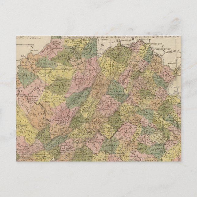 New Map Of Virginia Postcard (Front)