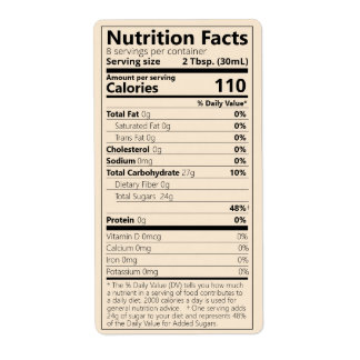 New Maple Syrup Nutrition Facts Goldenrod Labels