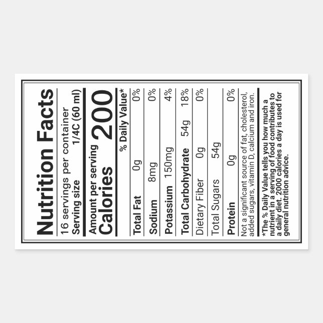 NEW Maple Syrup Nutrition Facts with Border Sticker (Front)