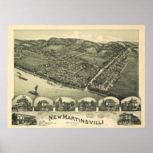 New Martinsville W. Virginia 1899 Antique Panorama Poster