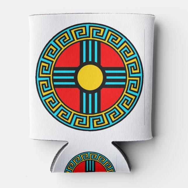 New Mexican and Native Zia Sun God Symbol Can Cooler (Front)