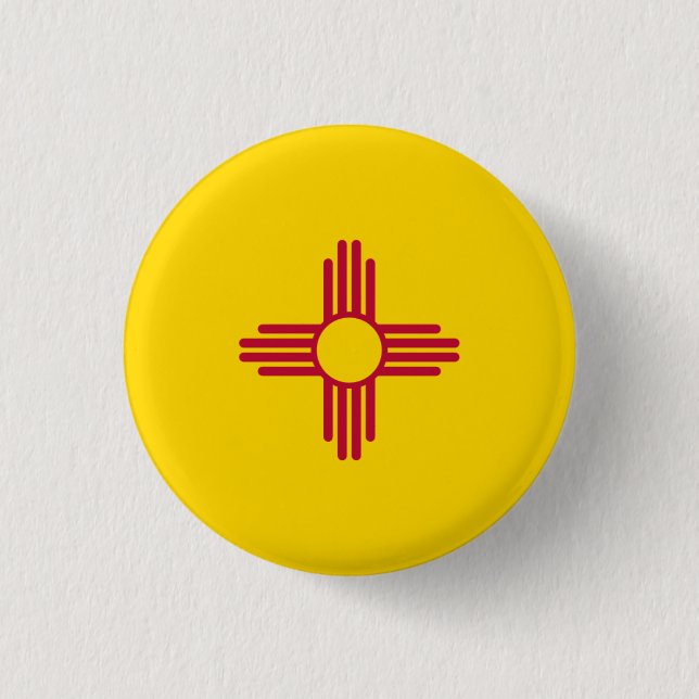 New Mexican Flag, Flag of New Mexico 1 Inch Round Button (Front)