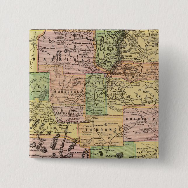 New Mexico 2 Inch Square Button (Front)