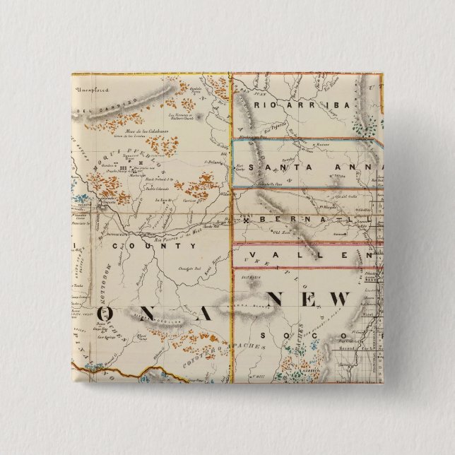 New Mexico, Arizona 2 Inch Square Button (Front)