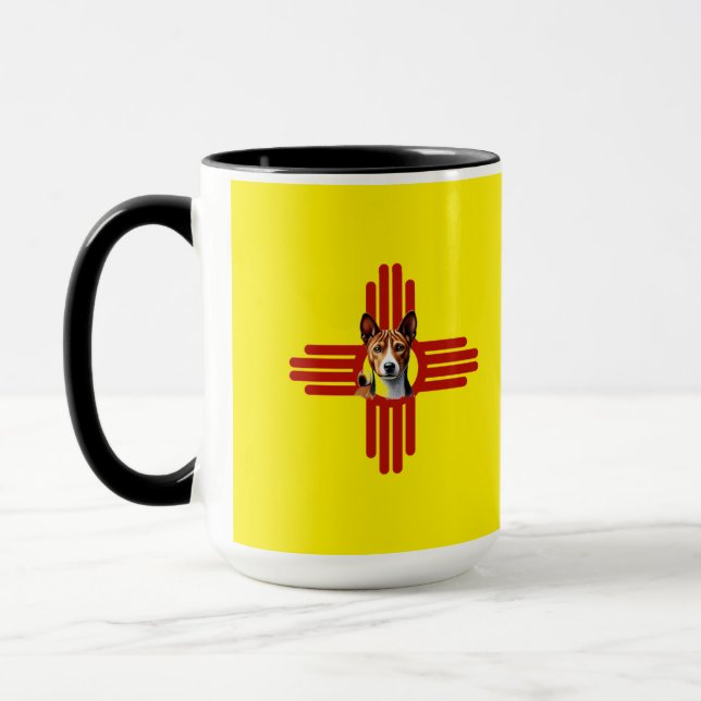 New Mexico Basenji Dog Sighthound Zia Symbol  Mug (Left)