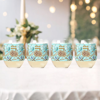New Mexico Biscochito Cookies Zia Sun Stemless Wine Glass