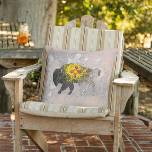 New Mexico Buffalo Spirit Outdoor Pillow