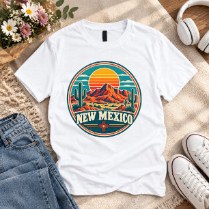 New Mexico Cactus & Mountains Retro T-Shirt
