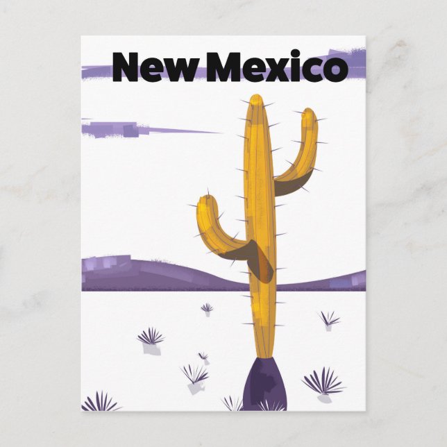New Mexico Cactus vintage style vacation poster. Postcard (Front)