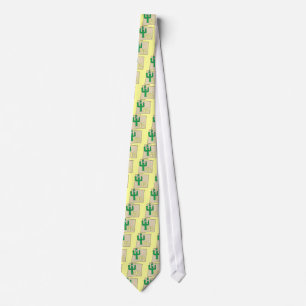 New Mexico Cartoon Map State plant the Cactus Tie