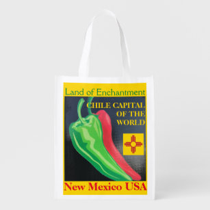 New Mexico Chile Land of Enchantment Shopping Reusable Grocery Bag
