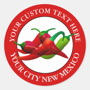 New Mexico Chili Peppers Custom Text  Classic Round Sticker