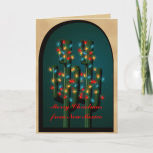 New Mexico Christmas Cactus Tree Greeting Card