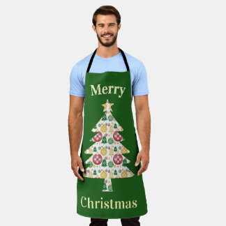 New Mexico Christmas Ornaments Zia Red Green Blue  Apron