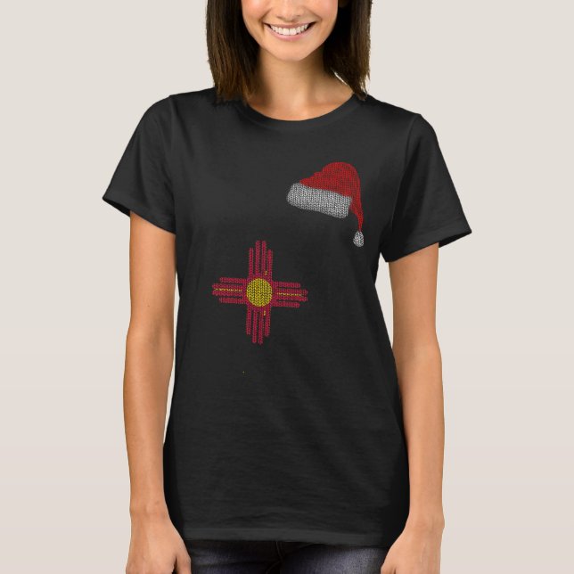 New Mexico Christmas Santa Hat T-Shirt (Front)