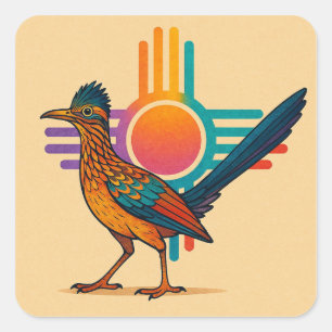 New Mexico Colorful Zia Sun Square Sticker